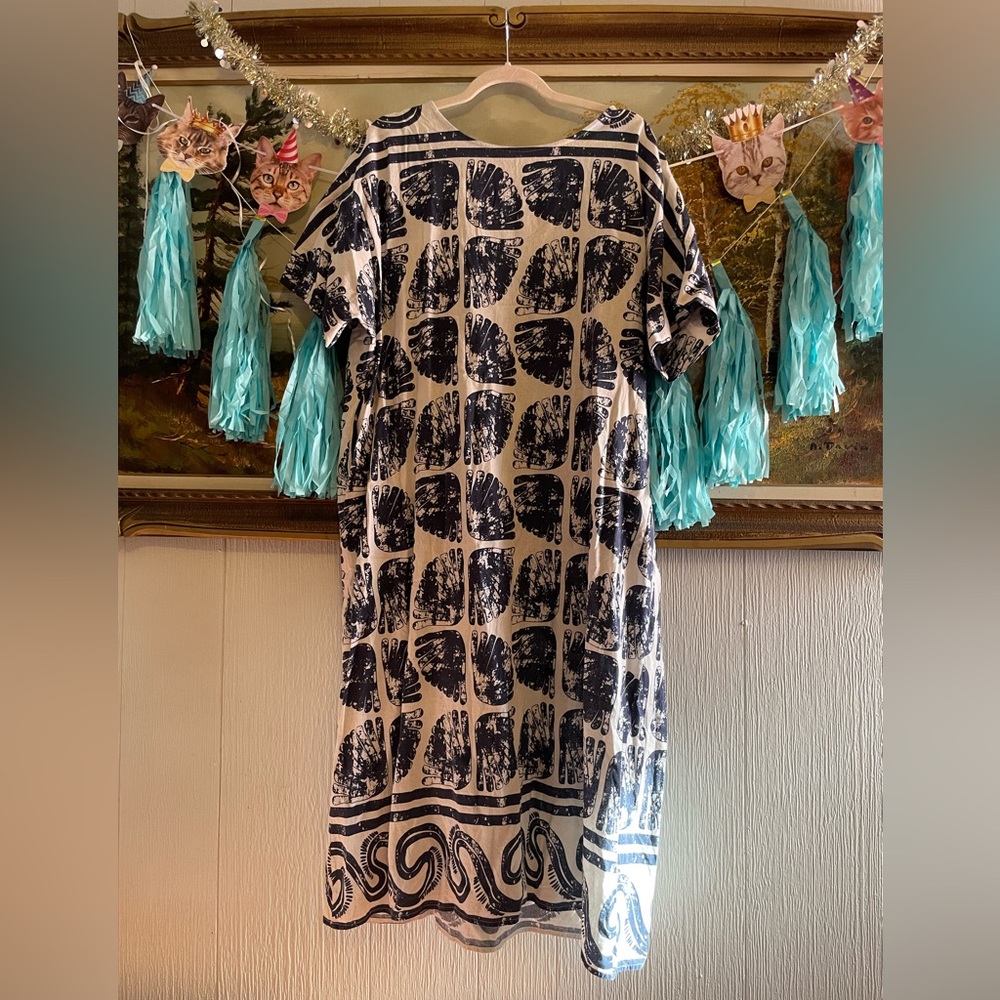 Block Print Linen Blend Dress. Size XXL.